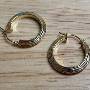 14k Diamond Cut Hoop Earrings